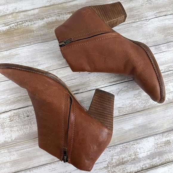 MADEWELL Billie Ankle Boots Brown English‎ Saddle Leather Heels Zipper Size 7 - Picture 9 of 13
